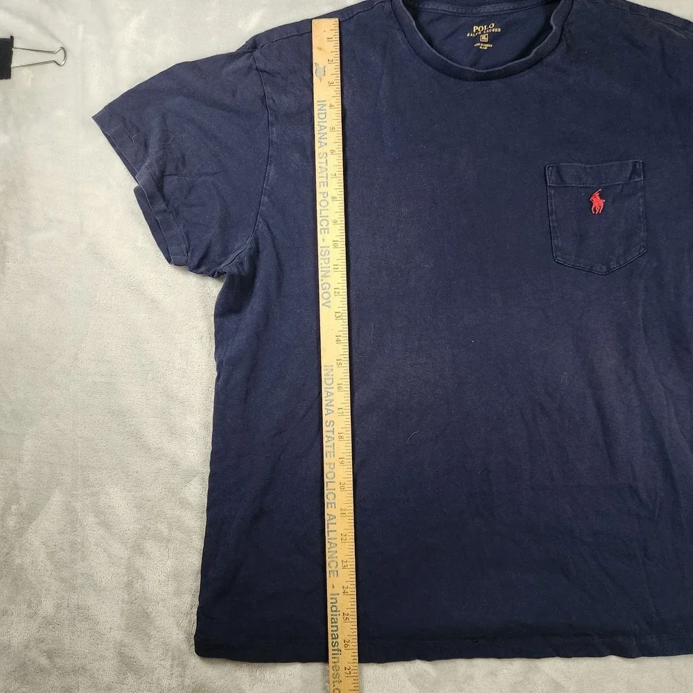 Polo Ralph Lauren Mens XL Navy Blue Pocket T-Shirt Classic Fit Crewneck Preppy